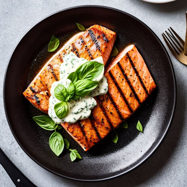 Grilled Salmon with Basil Mayo