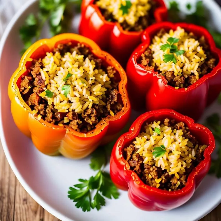 Stuffed Peppers with Rice Pilaf
