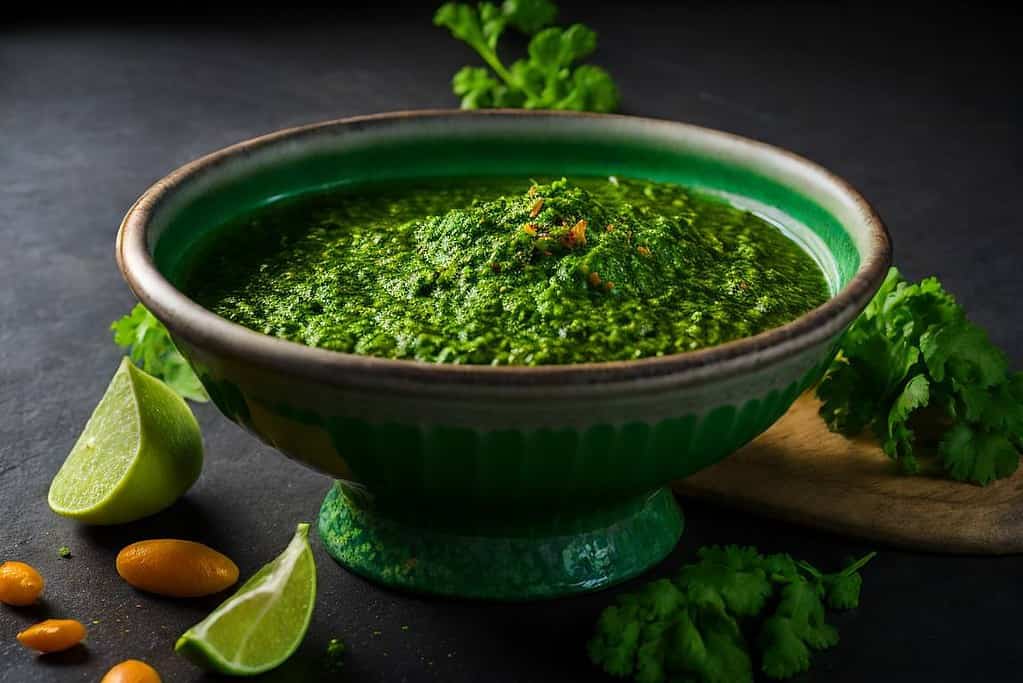 Bowl of coriander chutney recipe