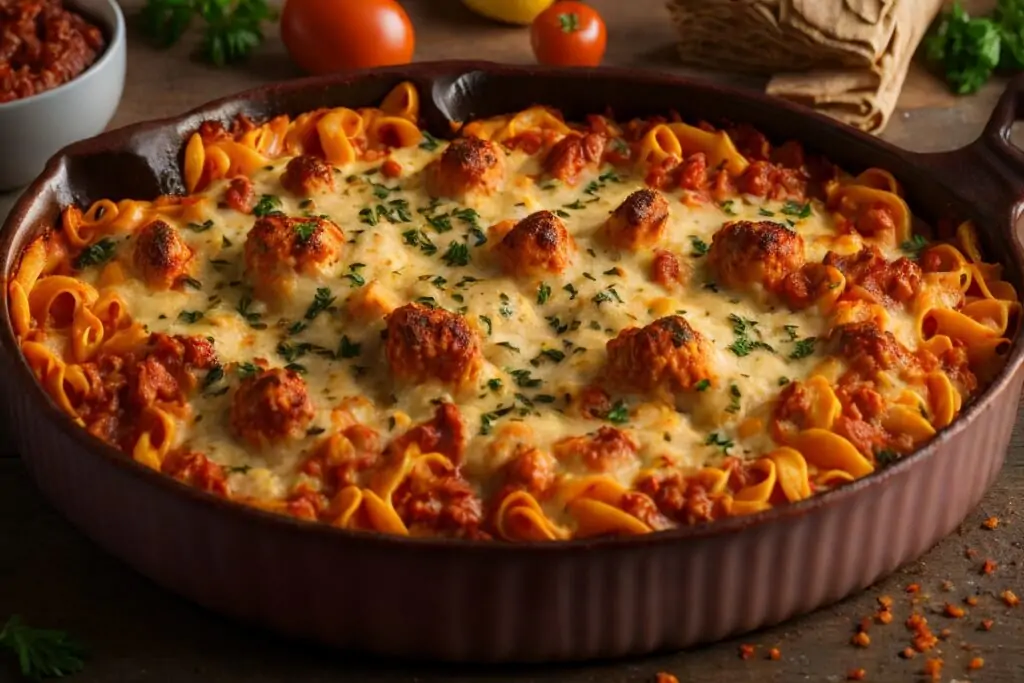 Creamy Tomato and Sausage Pasta Bake