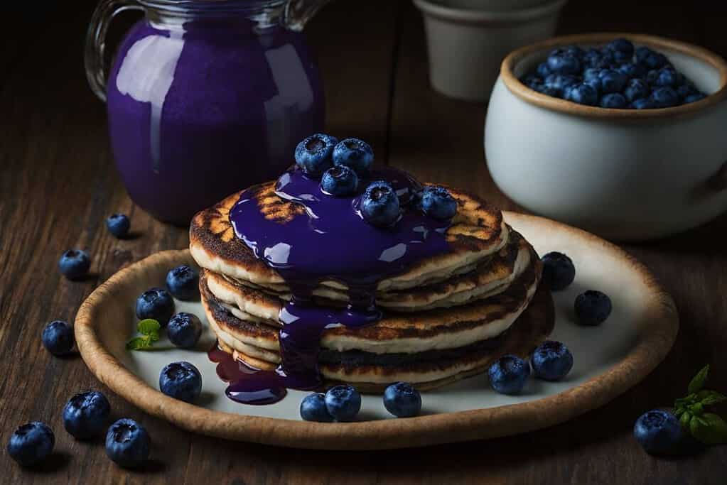 Fluffy Pancakes with Blueberry Compote