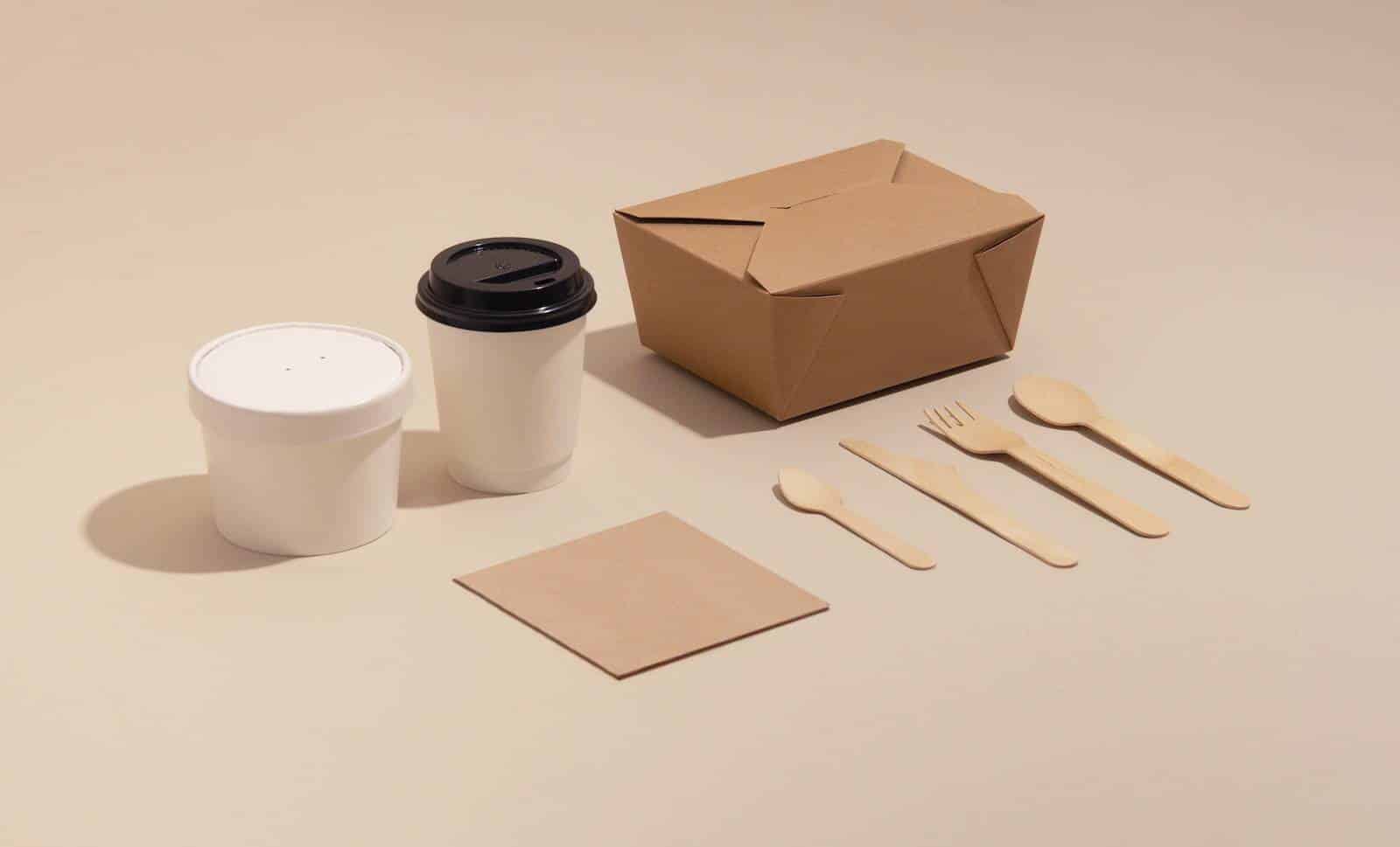 sustainable home food packaging a box and a cup of coffee