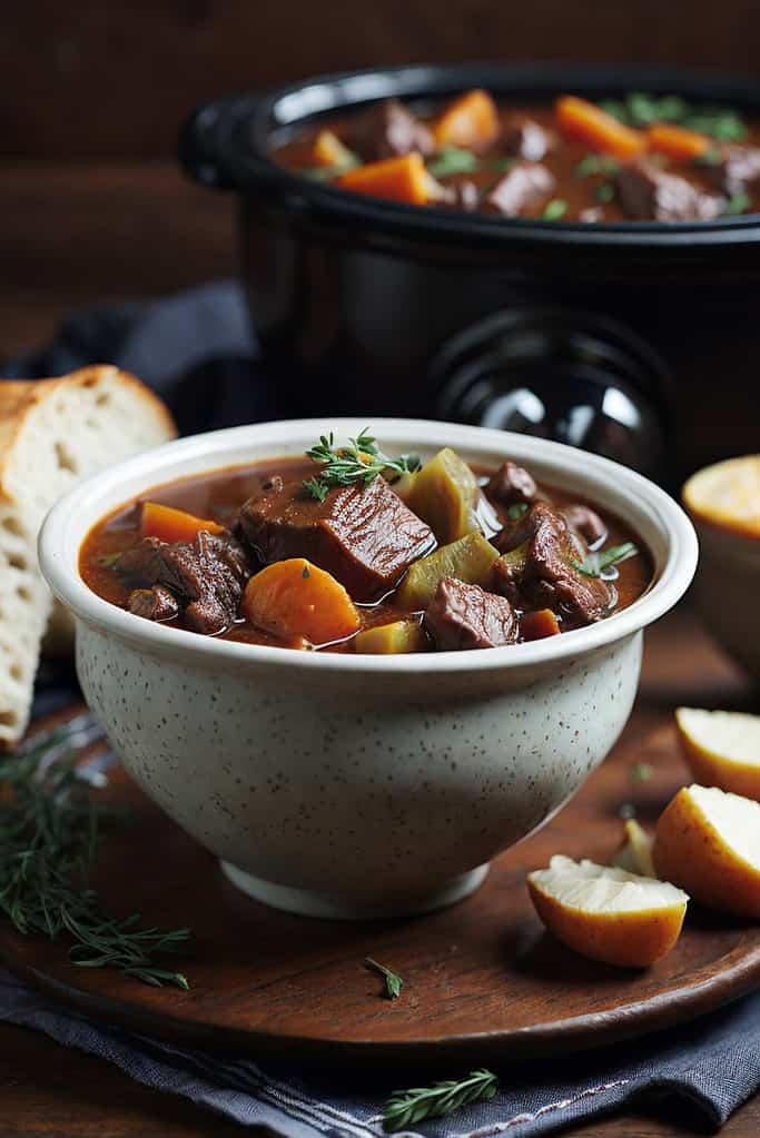 Slow Cooker Beef Stew with Bread Recipe